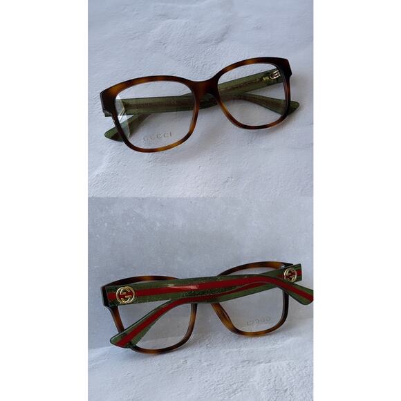 NEW Gucci GG0038O Brown Striped Square Eyeglasses Frames main image 6
